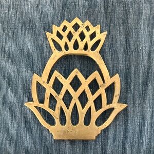 Vintage Brass Pineapple Trivet by Virginia Metal Crafters 6” x 7”